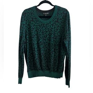 Banana Republic Metallic/Shimmery Green And Black Leopard Print Sweater Size XL